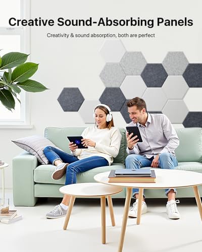 Soundsbay Acoustic Panels, 18 Pack Hexagon Soundproof Wall Panels High Density Sound Absorbing Panel, Sound Proof Foam Panels for Walls, Office, Reccording Studio, Ceiling 12" X 10" X 0.4", Dark Gray - Image 6